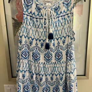 Tommy Bahama Blue and White Patterned Maxi Dress